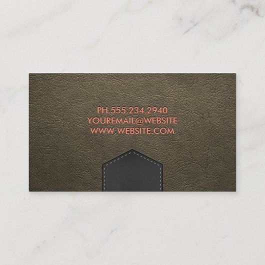Leder Stitched Flap | In reliëfdruk Visitekaartje (Achterkant)