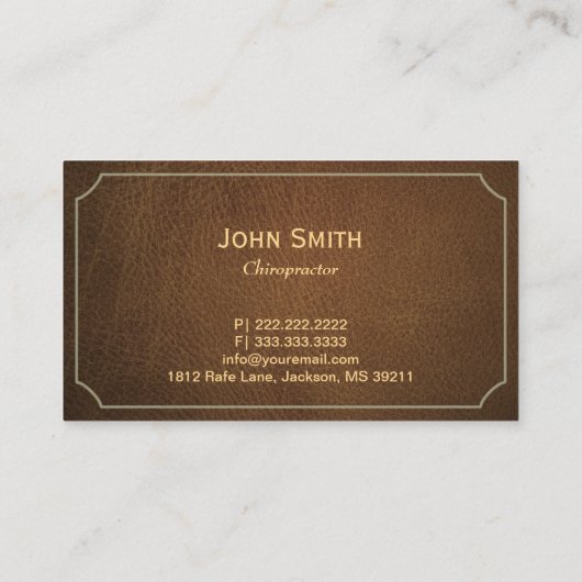  leder van chiropractor visitekaartje (Achterkant)