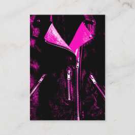 Leder visitekaartje roze