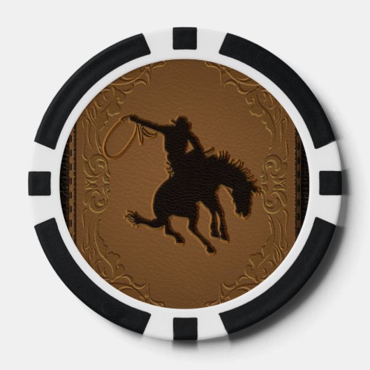 Leder Western Wild West Cowboy Rustiek Land Poker Chips (Voorkant)