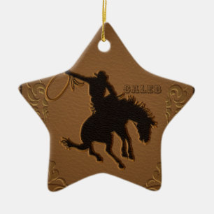Leder Western Wild West Rustic Land Cowboy Keramisch Ornament