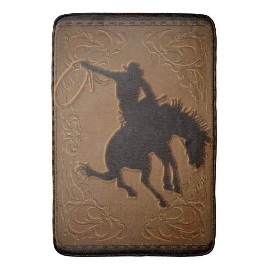 Leder Western Wilde West Rustic Land Cowboy Badmat (Voorkant Verticaal)