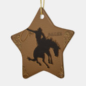 Leder Western Wilde West Rustic Land Cowboy Keramisch Ornament (Links)
