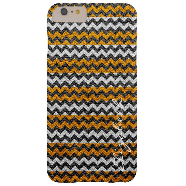 Leder Yellow Chevron Stripes patroon Case-Mate iPhone Case (Achterkant)