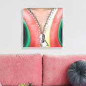 Leder ziet er uit als wandbekleding canvas afdruk (Insitu (Woonkamer))