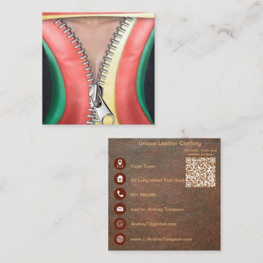 Leder ziet er vierkant visitekaartje uit (Voorkant / Achterkant)