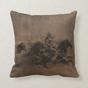 Leder ziet er Western uit Cowboy Reversible Pillow Kussen