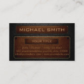 Leder ziet er zwart uit en bruin visitekaartje (Achterkant)