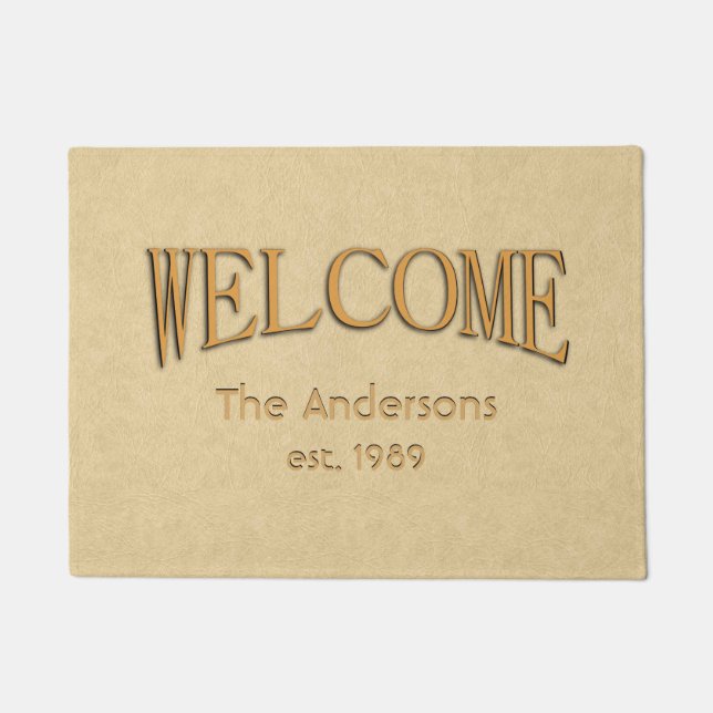 Leder ziet Welkome Gevonden Naam Deurmat (Voorkant)