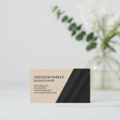 Leder | Zwarte geometrische achtergrond Visitekaartje (Staand voorkant)