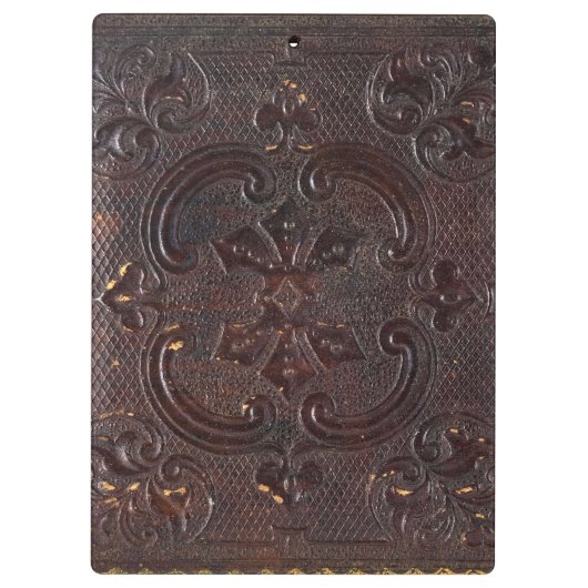 Lederboek van oude kernen klembord (Achterkant)