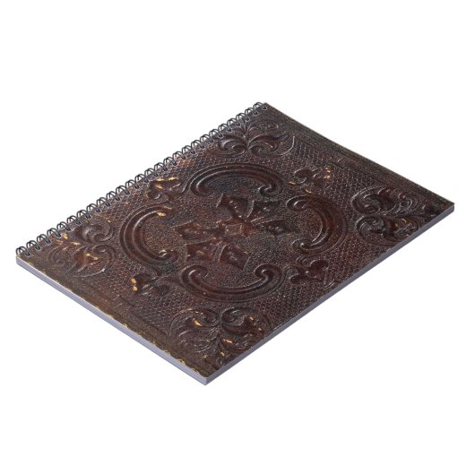 Lederboek van oude kernen notitieboek (Linkerzijde)