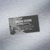 Lederen achtergrond | Tropische bomen en vogels Magnetisch Visitekaartje (Voorbeeld)