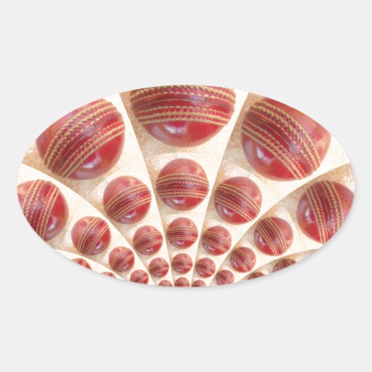 Lederen bal Rhythm Cricket Balls: Rhythmic Array Ovale Sticker (Voorkant)