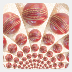 Lederen bal Rhythm Cricket Balls: Rhythmic Array Vierkante Sticker