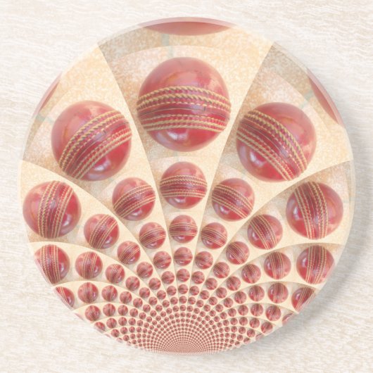 Lederen bal Rhythm Cricket Balls: Rhythmic Array Zandsteen Onderzetter (Voorkant)