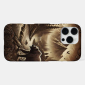 Lederen berenontwerp van River iPhone Hoesje (Achterkant horizontaal)