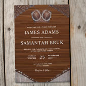 Lederen BH Rustiek Hout String Lights Wedding Kaart