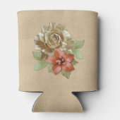 Lederen bloemen op Cream Suede Blikjeskoeler (Achterkant)