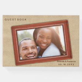 Lederen bloemen op Cream Suede Gastenboek