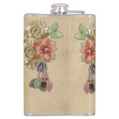 Lederen bloemen op Cream Suede Heupfles (Achterkant)