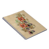 Lederen bloemen op Cream Suede Notitieboek (Rechterzijde)