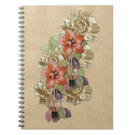 Lederen bloemen op Cream Suede Notitieboek