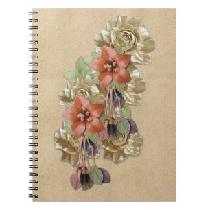 Lederen bloemen op Cream Suede Notitieboek