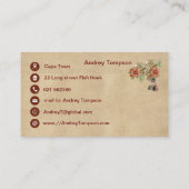 Lederen bloemen op Cream Suede Wristlet Business C Visitekaartje (Achterkant)