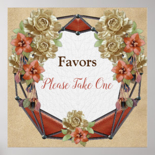 Lederen bloemen op de Cream Suede Wedding Favors Poster