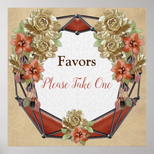 Lederen bloemen op de Cream Suede Wedding Favors Poster (Voorkant)