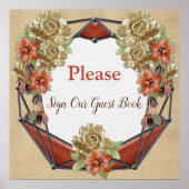 Lederen bloemen op het Cream Suede Guest Book Poster (Voorkant)