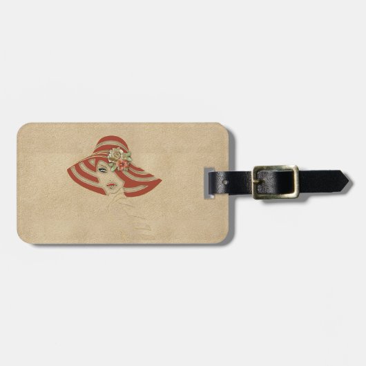 Lederen bloemen op Suede Bagagelabel (Voorkant horizontaal)