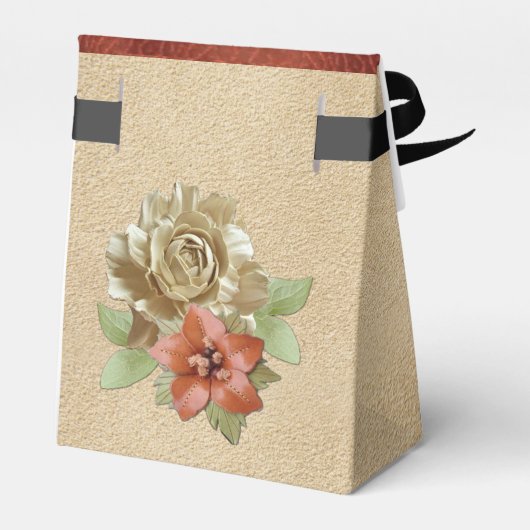 Lederen bloemen op Suede Bedankdoosjes (Achterkant)