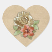 Lederen bloemen op Suede Hart Sticker (Voorkant)