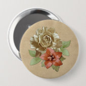 Lederen bloemen op Suede Ronde Button 4,0 Cm (Voorkant /achterkant)