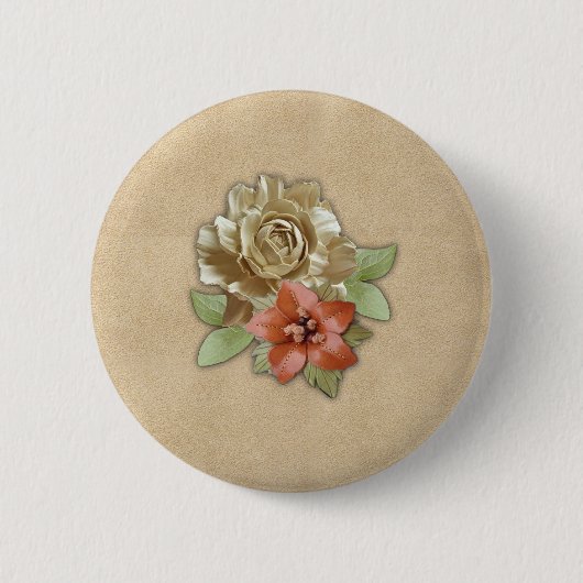 Lederen bloemen op Suede Ronde Button 5,7 Cm (Voorkant)