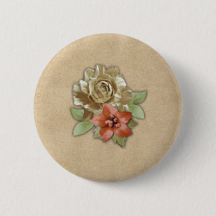 Lederen bloemen op Suede Ronde Button 5,7 Cm