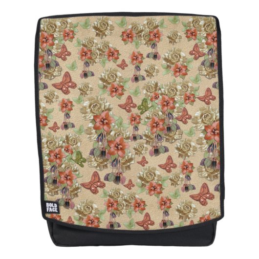 Lederen bloemen op Suede Rugtassen (Voorkant)