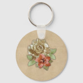 Lederen bloemen op Suede Sleutelhanger (Voorkant)