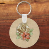 Lederen bloemen op Suede Sleutelhanger (Voorkant)