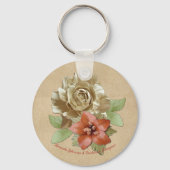 Lederen bloemen op Suede Sleutelhanger (Voorkant)