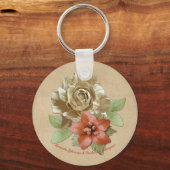 Lederen bloemen op Suede Sleutelhanger (Voorkant)