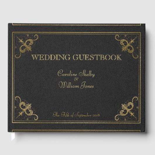  lederen boek bruiloft gastenboek (Voorkant)