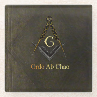 Lederen Boek, uitlijnen en kompas Glazen Onderzetter