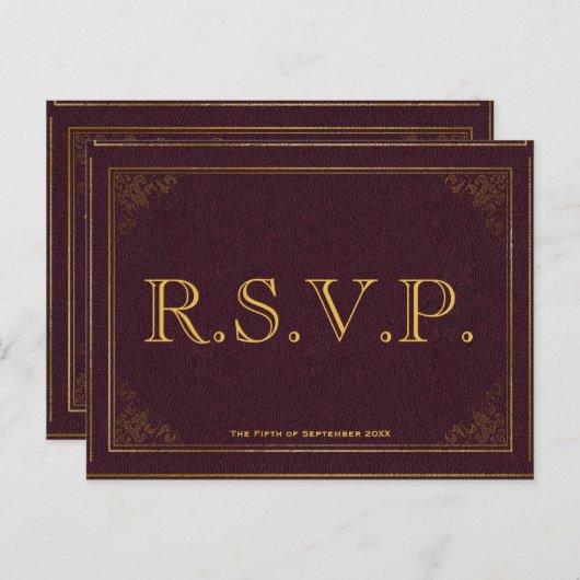 lederen boekbibliopfiele RSVP-kaart Uitnodiging Briefkaart (Voorkant / Achterkant)