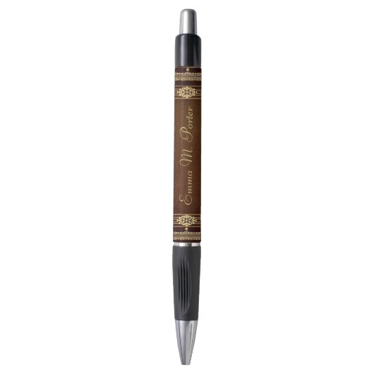 Lederen Bond Boek Antiek Studentenpen Pen (Voorkant Verticaal)