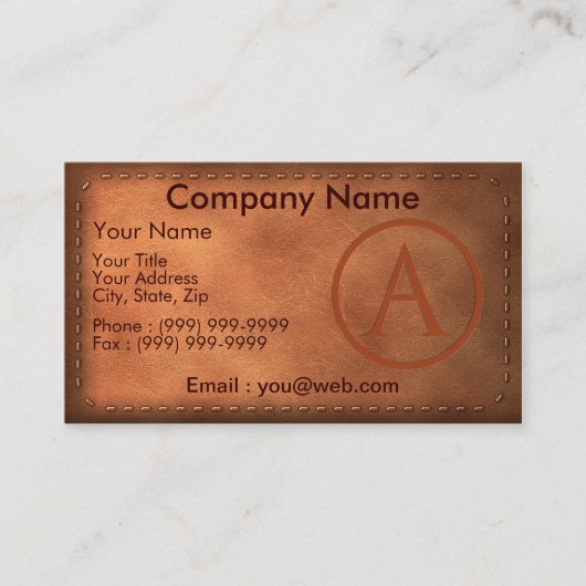 Lederen briefkaart A Visitekaartje (Voorkant)