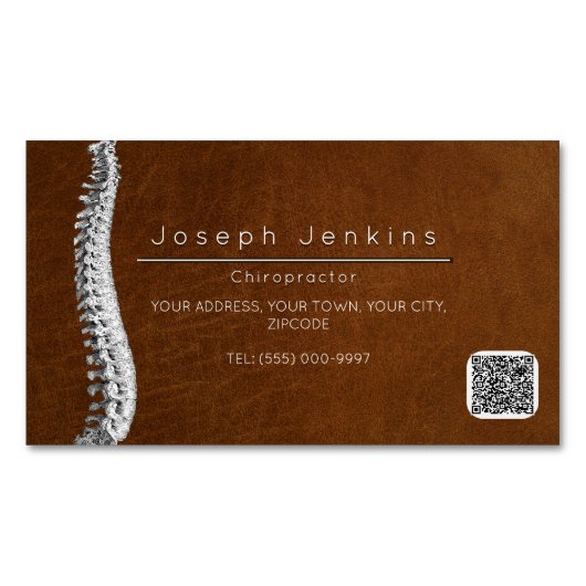 Lederen Chiropractor Chiropractische Wervelkolom T Magnetisch Visitekaartje (Voorkant)
