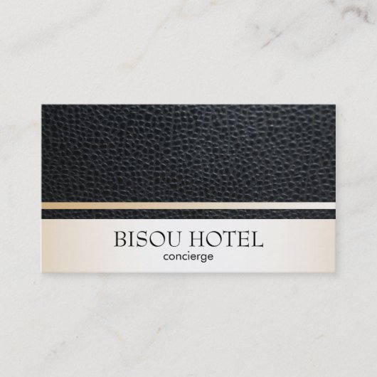 Lederen en gouden sierstrip visitekaartje (Voorkant)